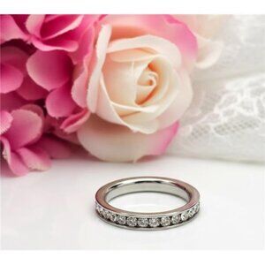 Clear CZ Eternity Band Ring Size 5 Surgical Grade Stainless Steel 316L